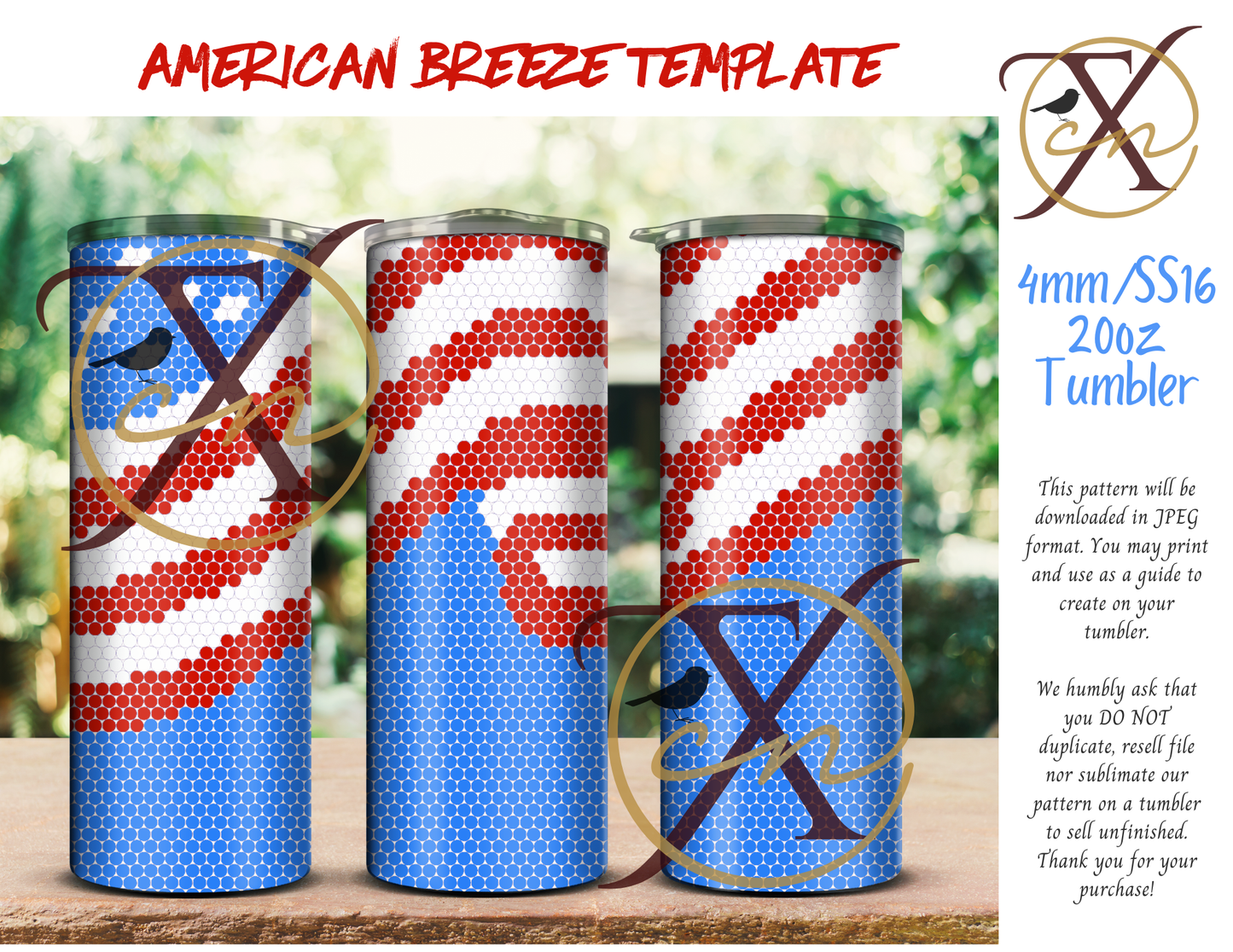 4mm American Breeze Rhinestone Tumbler Template