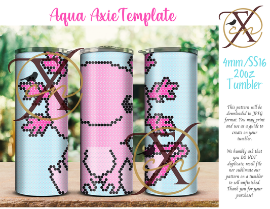 4mm Aqua Axie Rhinestone Tumbler Template