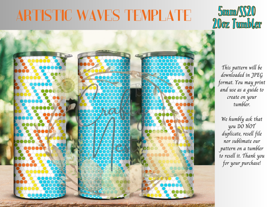 5mm Artistic Waves Rhinestone Tumbler Template