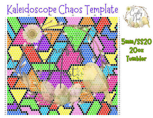 5mm/SS20 20oz Kaleidoscope Chaos Rhinestone Tumbler Template