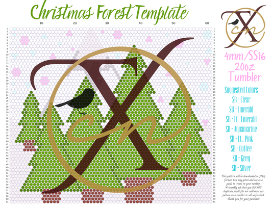 4mm Christmas Forest Rhinestone Tumbler Template