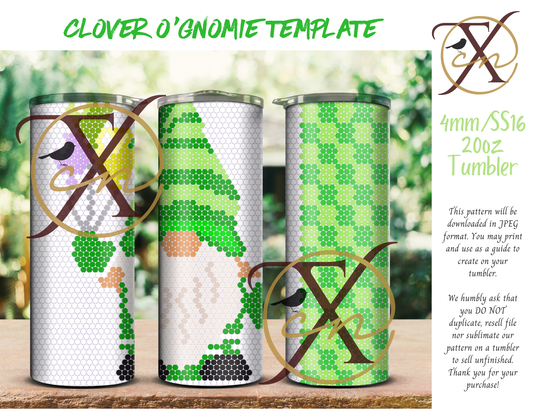 4mm Clover O'Gnomie Rhinestone Tumbler Template