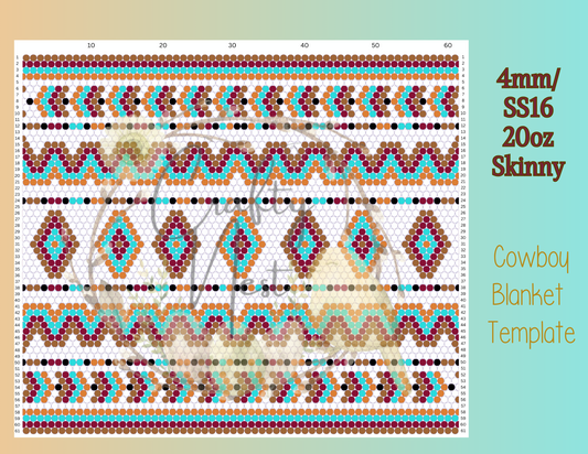 4mm Cowboy Blanket Rhinestone Tumbler Template