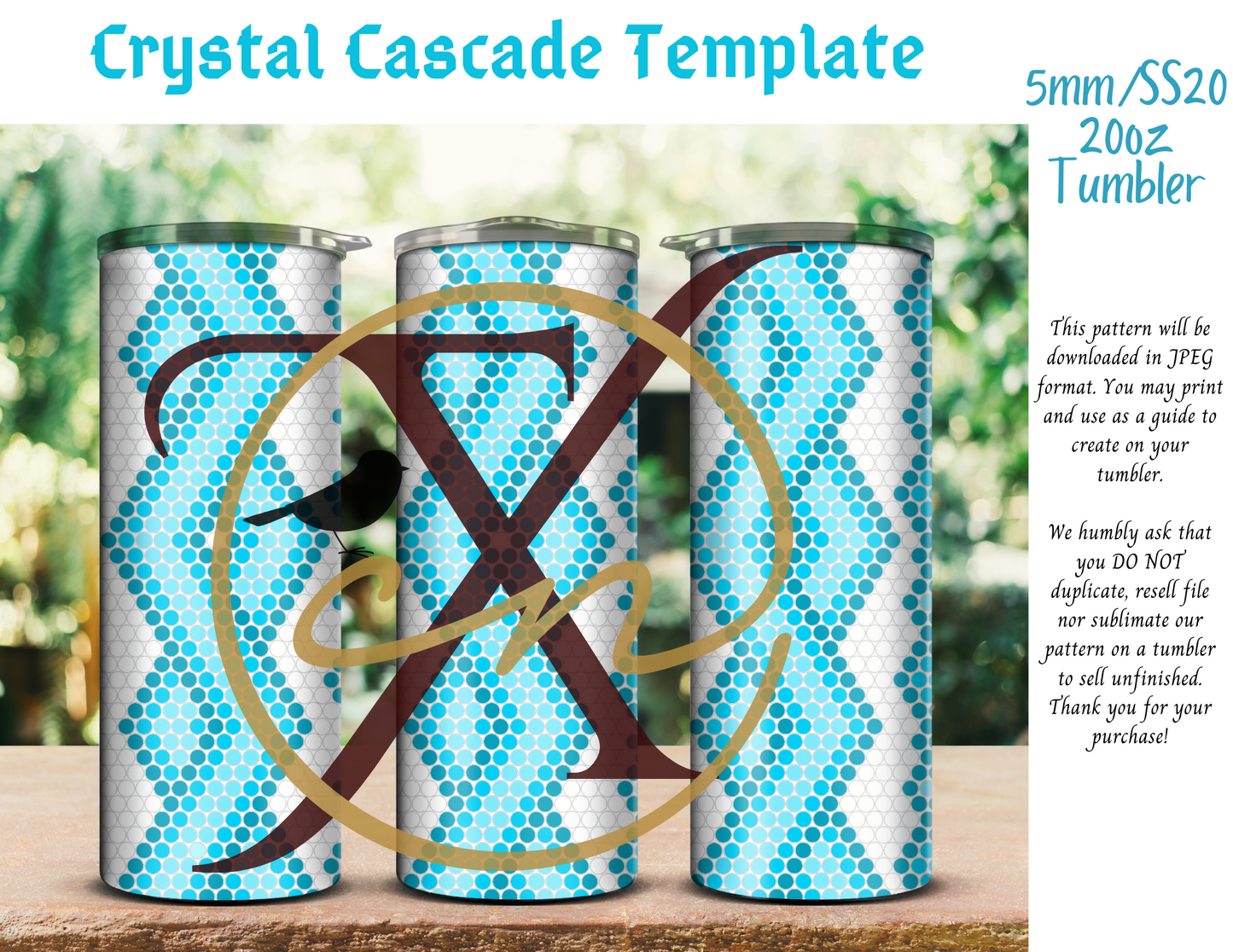 5mm Crystal Cascade Rhinestone Tumbler Template