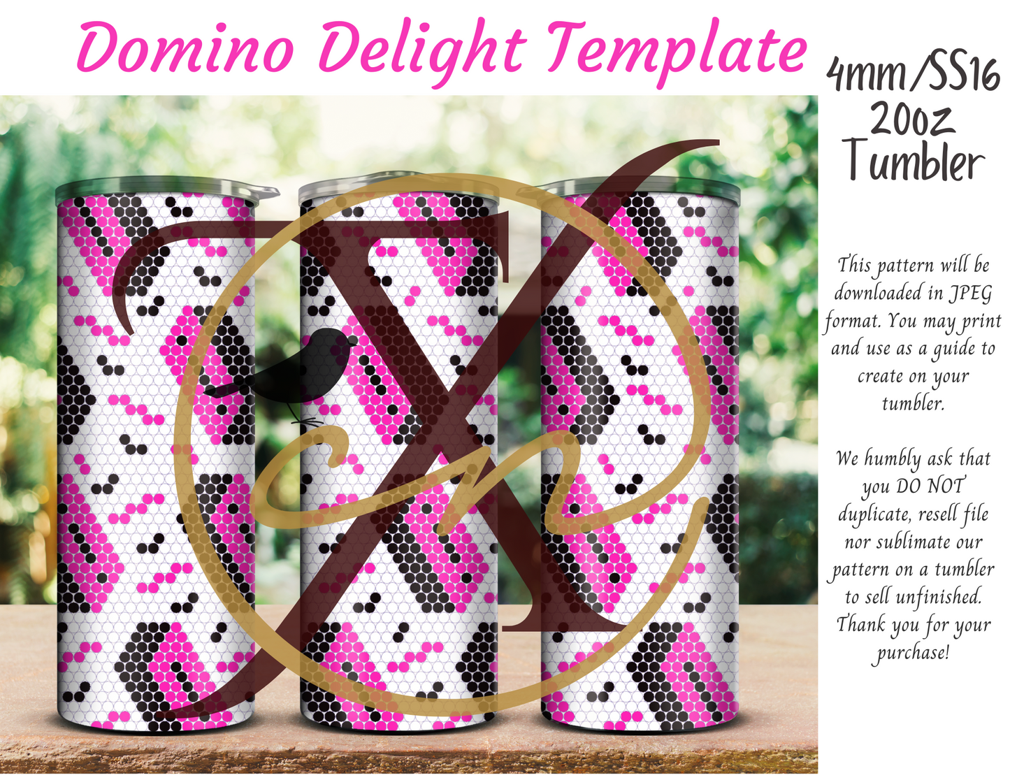 4mm Domino Delight Rhinestone Tumbler Template