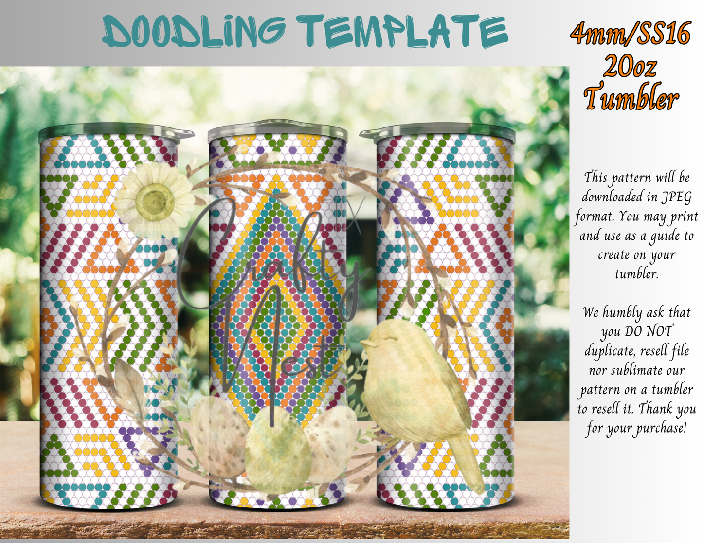 4mm Doodling Rhinestone Tumbler Template