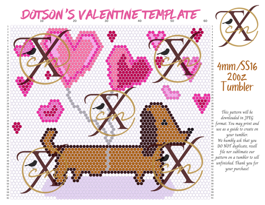 4mm Dotson's Valentine Rhinestone Tumbler Template