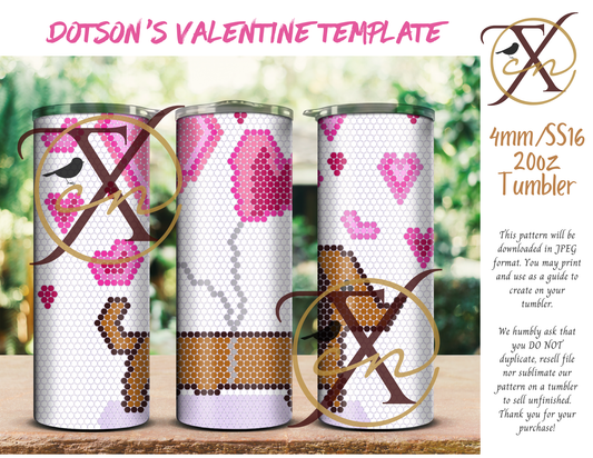 4mm Dotson's Valentine Rhinestone Tumbler Template