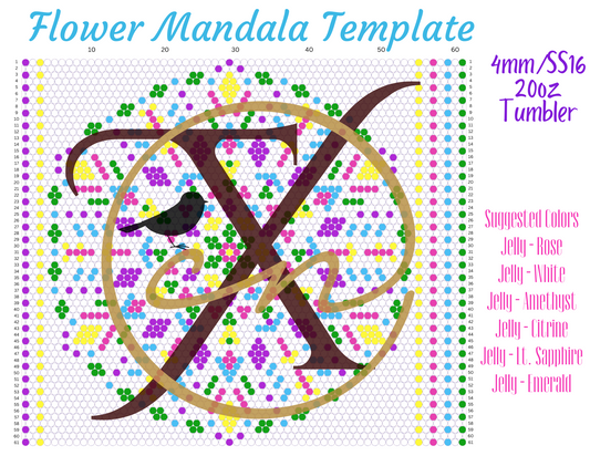 4mm Flower Mandala Rhinestone Tumbler Template
