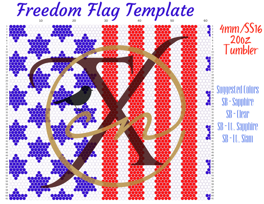 4mm Freedom Flag Rhinestone Tumbler Template