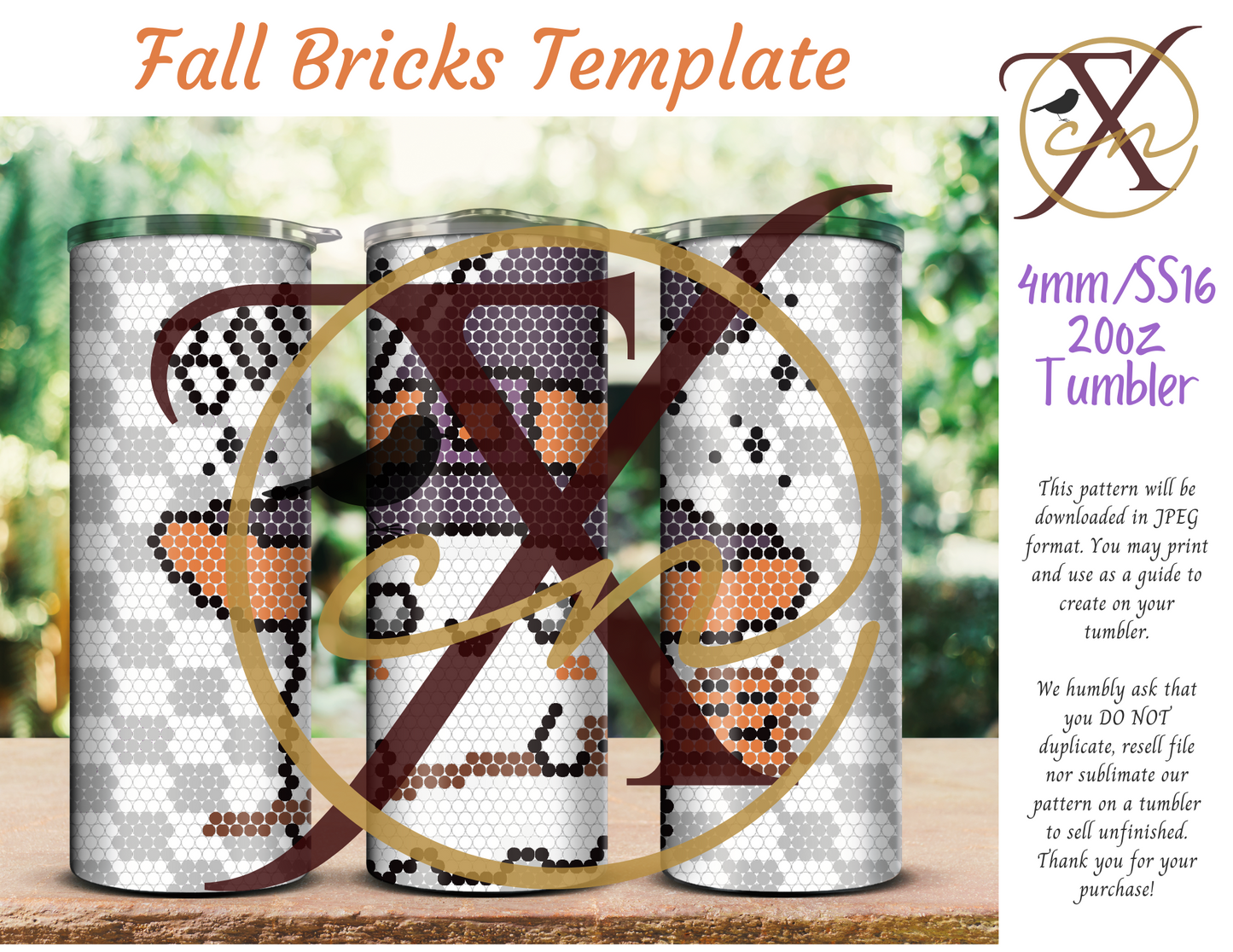 4mm Ghosty Boo Rhinestone Tumbler Template