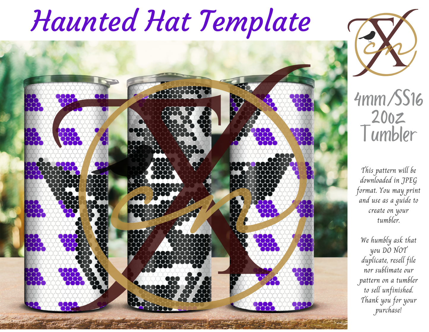 4mm Haunted Hat Rhinestone Tumbler Template