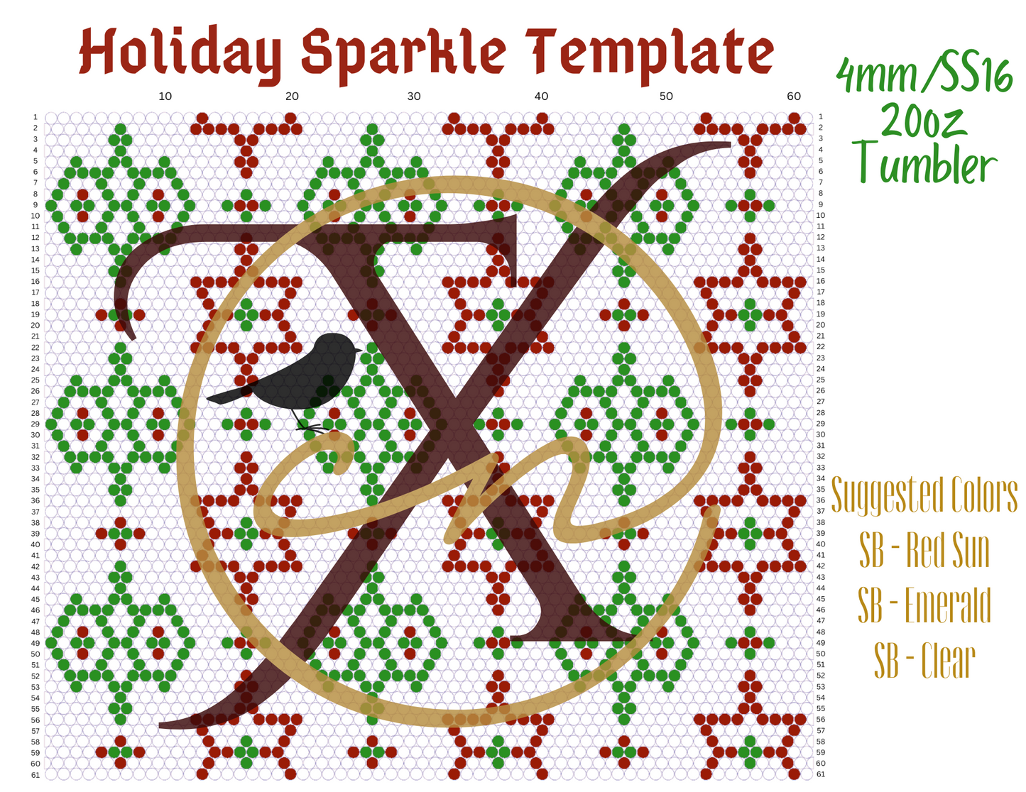 4mm Holiday Sparkle Rhinestone Tumbler Template