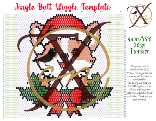 4mm Jingle Butt Wiggle Rhinestone Tumbler Template