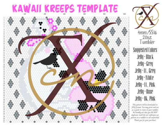 4mm Kawaii Kreeps Rhinestone Tumbler Template