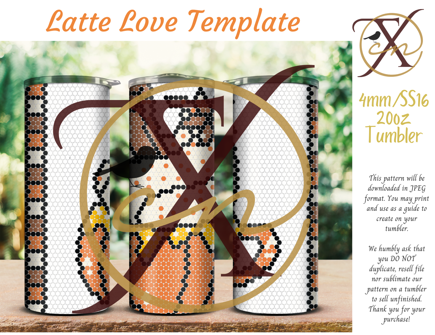 4mm Latte Love Rhinestone Tumbler Template