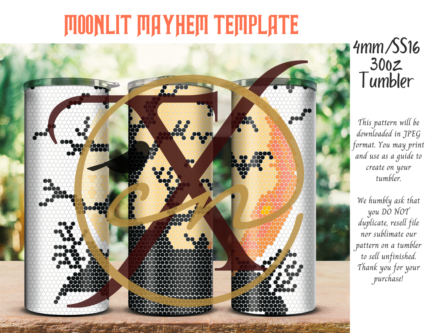 4mm Moonlit Mayhem Rhinestone 30oz Tumbler Template