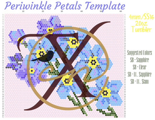 4mm Periwinkle Petals Rhinestone Tumbler Template