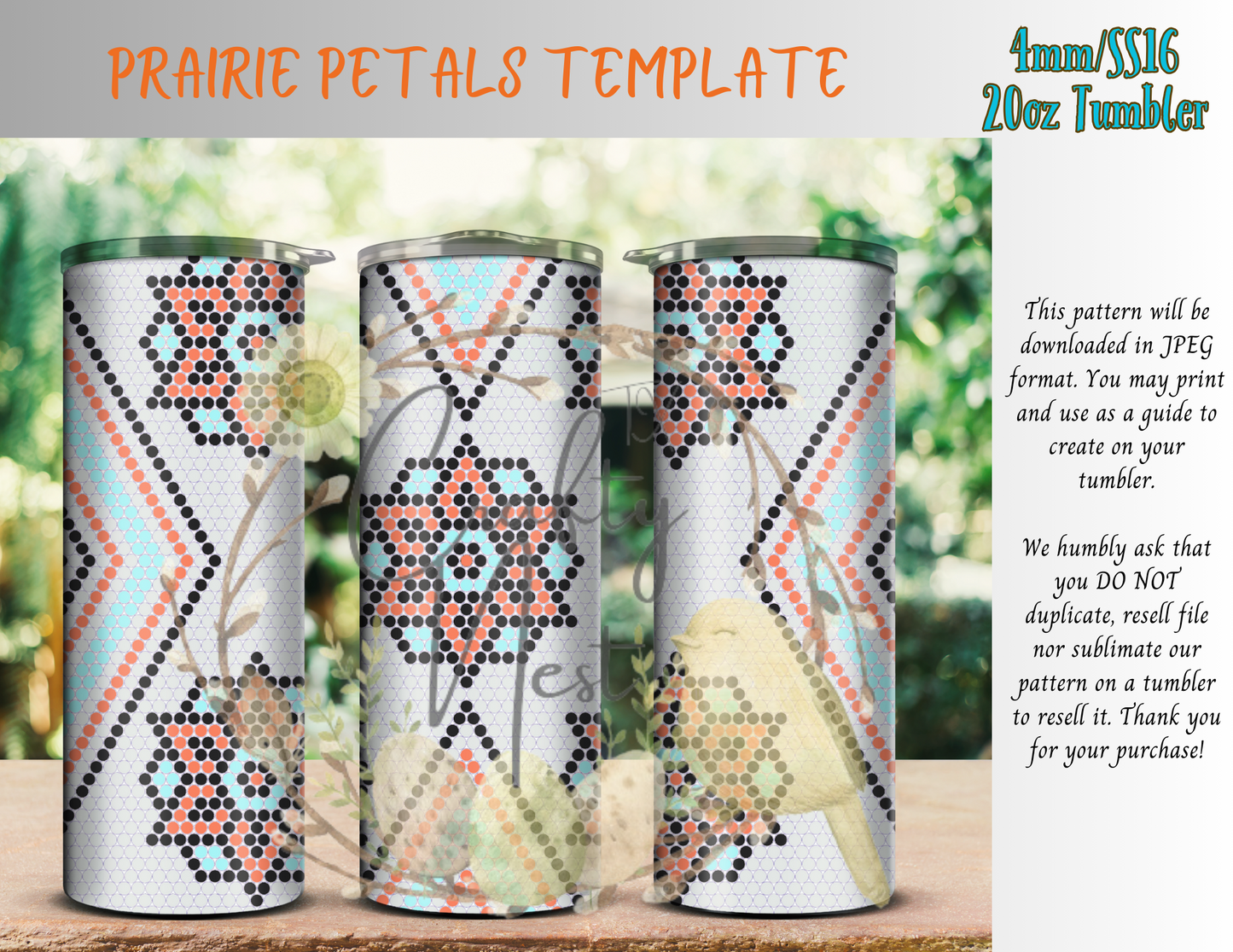4mm Prairie Petal Rhinestone Tumbler Template