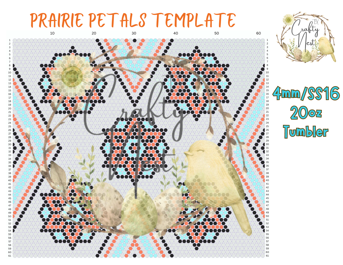 4mm Prairie Petal Rhinestone Tumbler Template