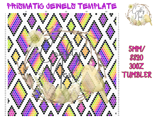 5mm/SS20 30oz Prismatic Jewels Rhinestone Tumbler Template