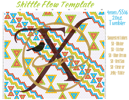 4mm Skittle Flow Rhinestone Tumbler Template