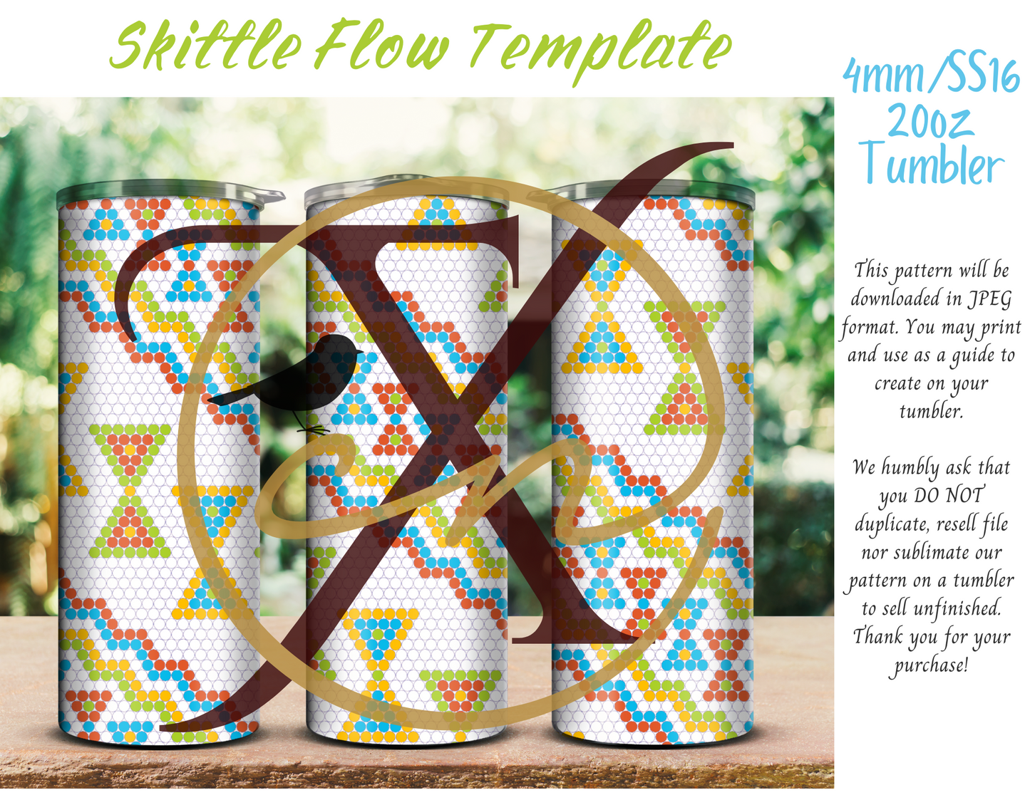 4mm Skittle Flow Rhinestone Tumbler Template