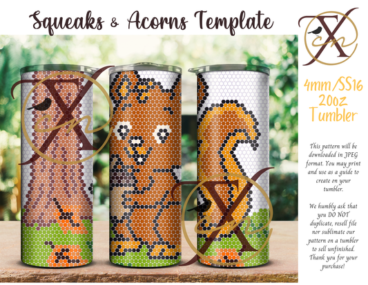 4mm Squeaks & Acorns Rhinestone Tumbler Template