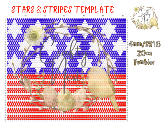 4mm Stars & Stripes  Rhinestone Tumbler Template