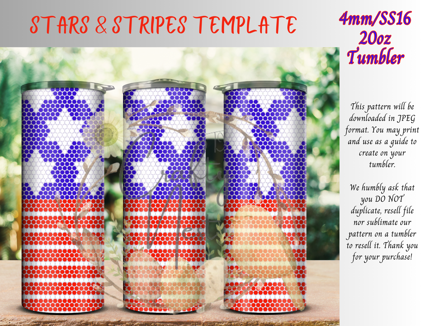 4mm Stars & Stripes Rhinestone Tumbler Template