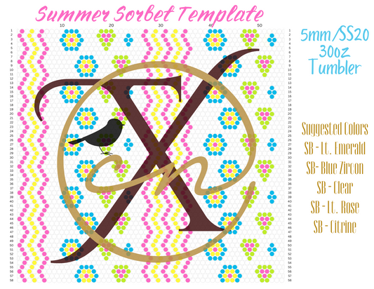 5mm Summer Sorbet Rhinestone Tumbler Template