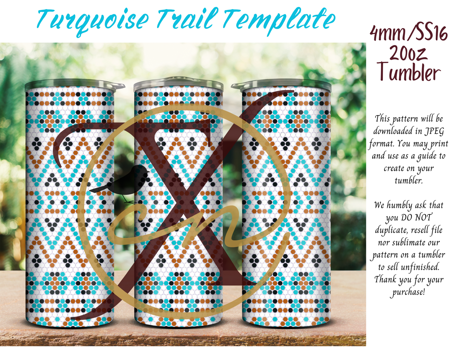 4mm Turquoise Trail Rhinestone Tumbler Template
