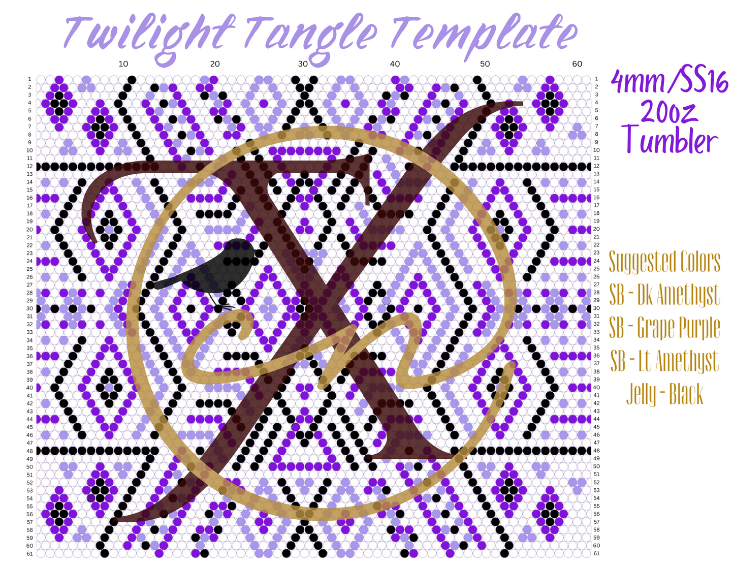 4mm Twilight Tangle Rhinestone Tumbler Template