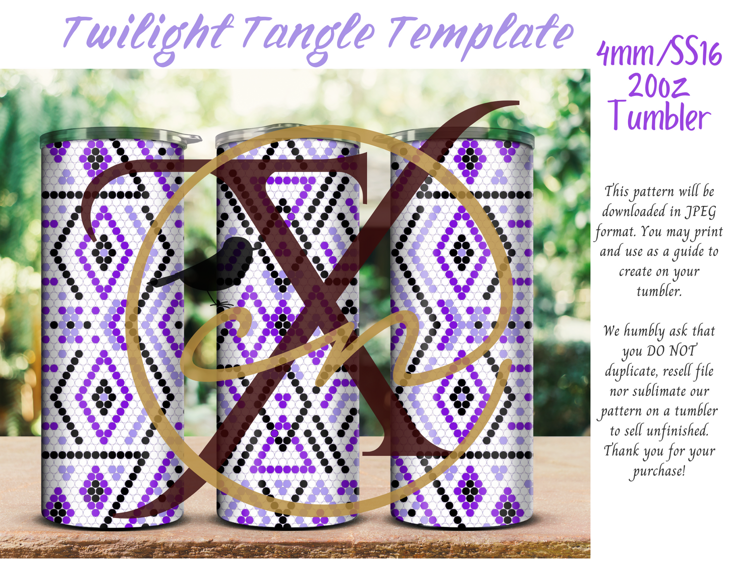 4mm Twilight Tangle Rhinestone Tumbler Template