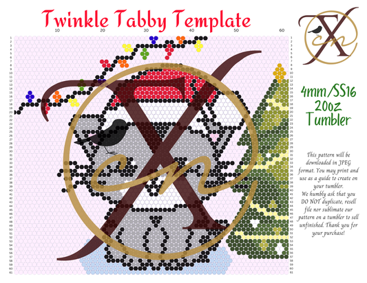 4mm Twinkle Tabby Rhinestone Tumbler Template