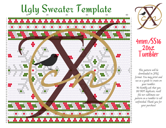 4mm Ugly Sweater Rhinestone Tumbler Template