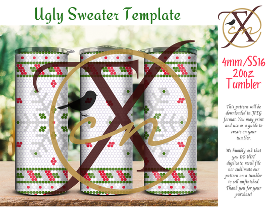 4mm Ugly Sweater Rhinestone Tumbler Template