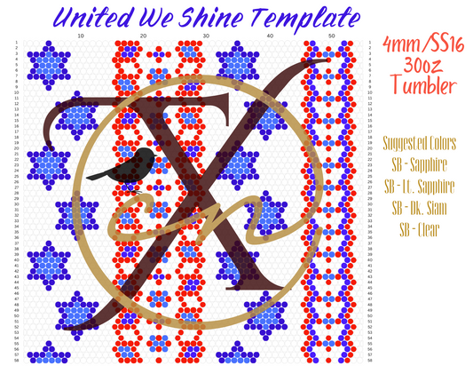 5mm United We Shine 30oz Rhinestone Tumbler Template