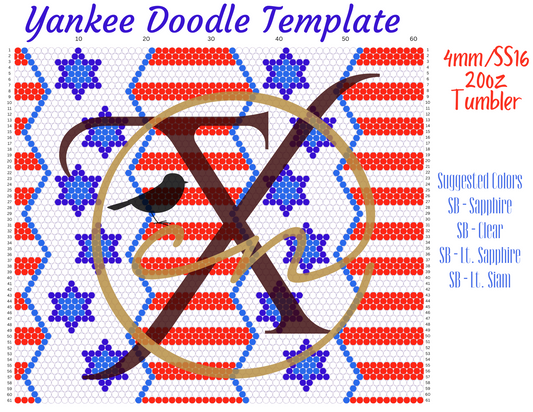 4mm Yankee Doodle Rhinestone Tumbler Template