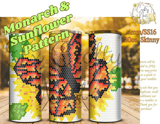 4mm Monarch & Sunflower Rhinestone Tumbler Template