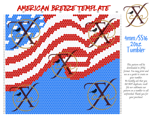 4mm American Breeze Rhinestone Tumbler Template
