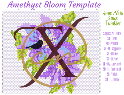 4mm Amethyst Bloom Rhinestone Tumbler Template