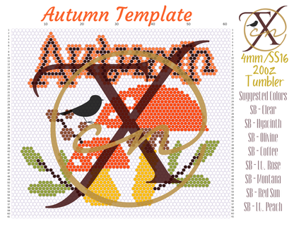4mm Autumn Rhinestone Tumbler Template