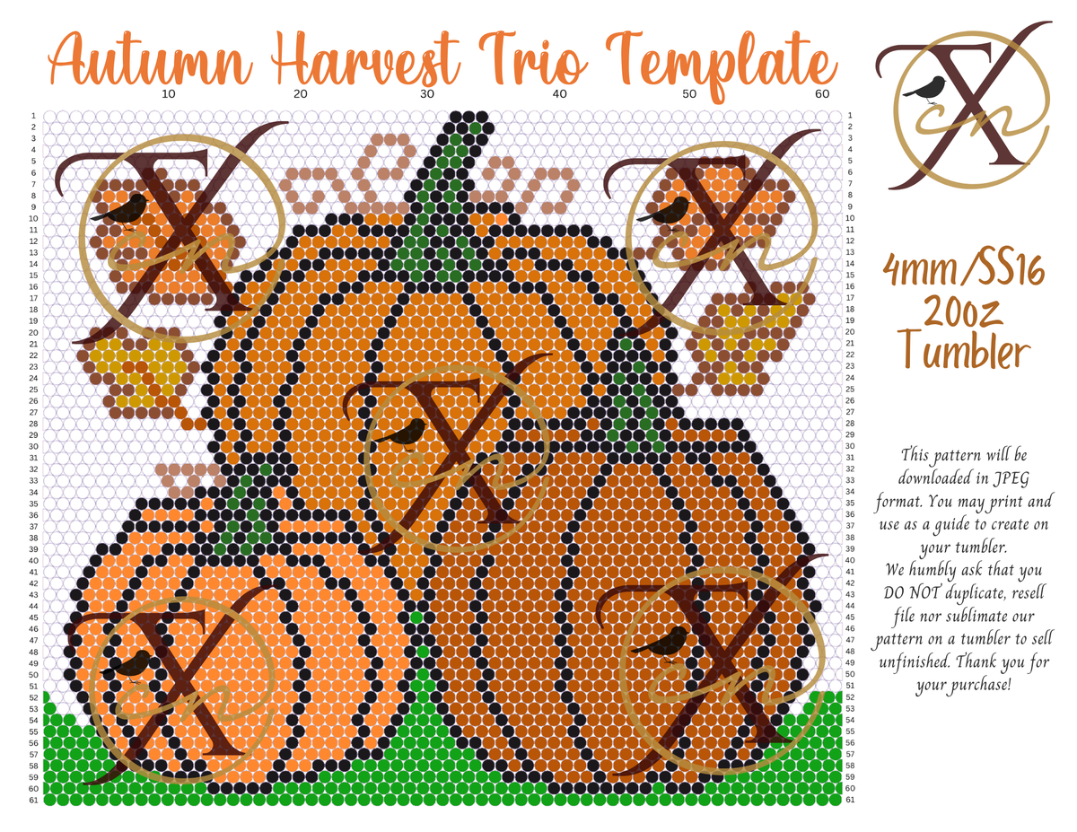 4mm Autumn Harvest Trio Rhinestone Tumbler Template