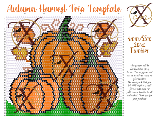 4mm Autumn Harvest Trio Rhinestone Tumbler Template