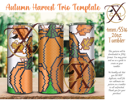 4mm Autumn Harvest Trio Rhinestone Tumbler Template