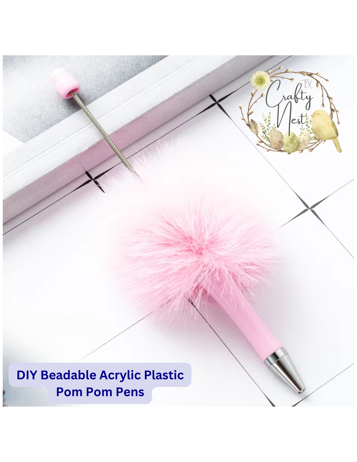 Pom Pom Acrylic Beading Blank Pens