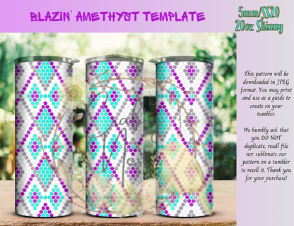 5mm Blazin' Amethyst Rhinestone Tumbler Template