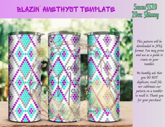 5mm Blazin' Amethyst Rhinestone Tumbler Template
