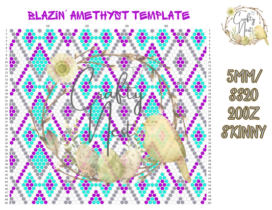 5mm Blazin' Amethyst Rhinestone Tumbler Template